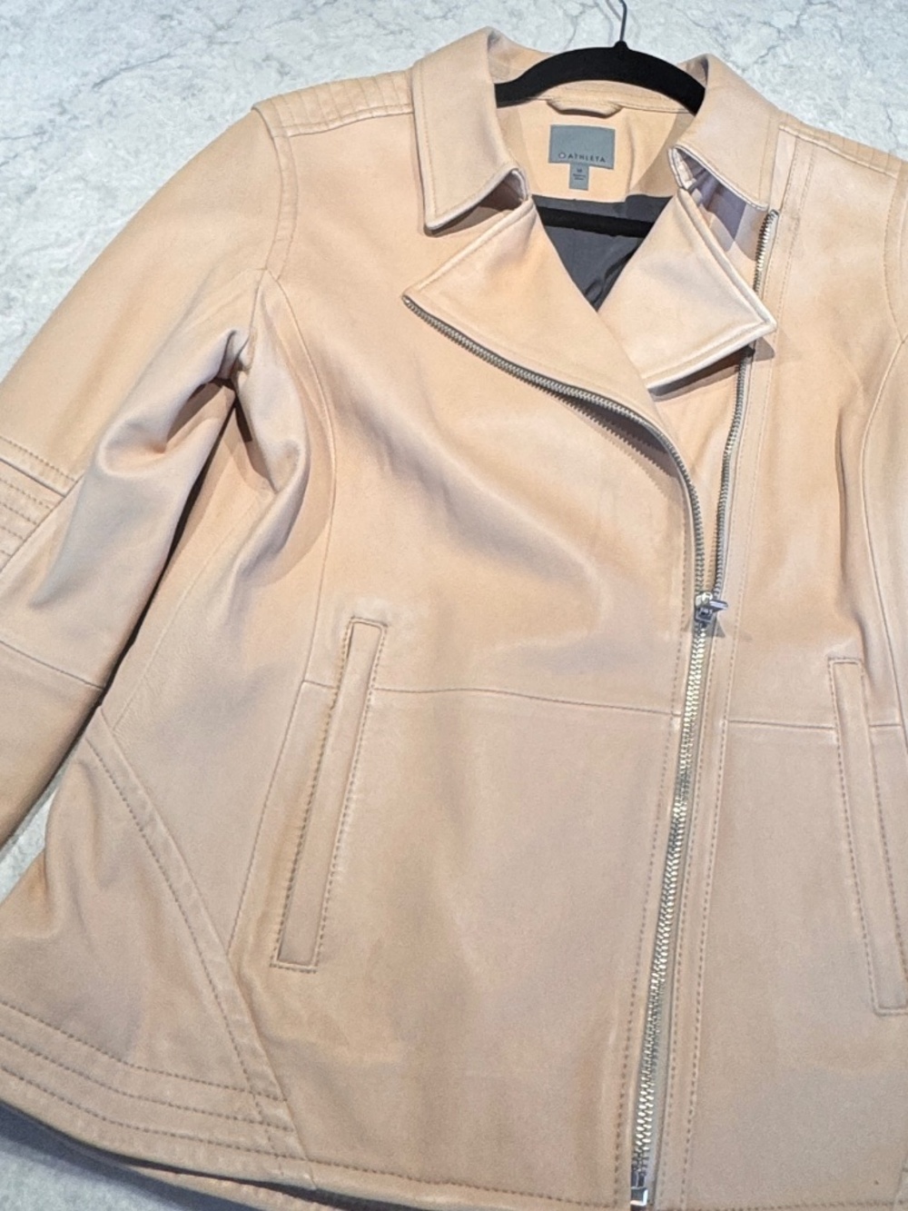 Pink Leather Moto Jacket